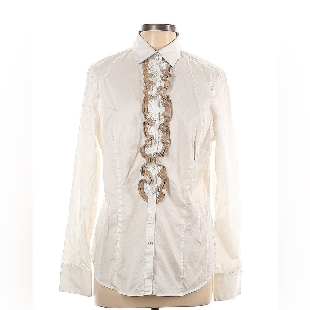 Wallmann size 44 white long‎ sleeve button down blouse